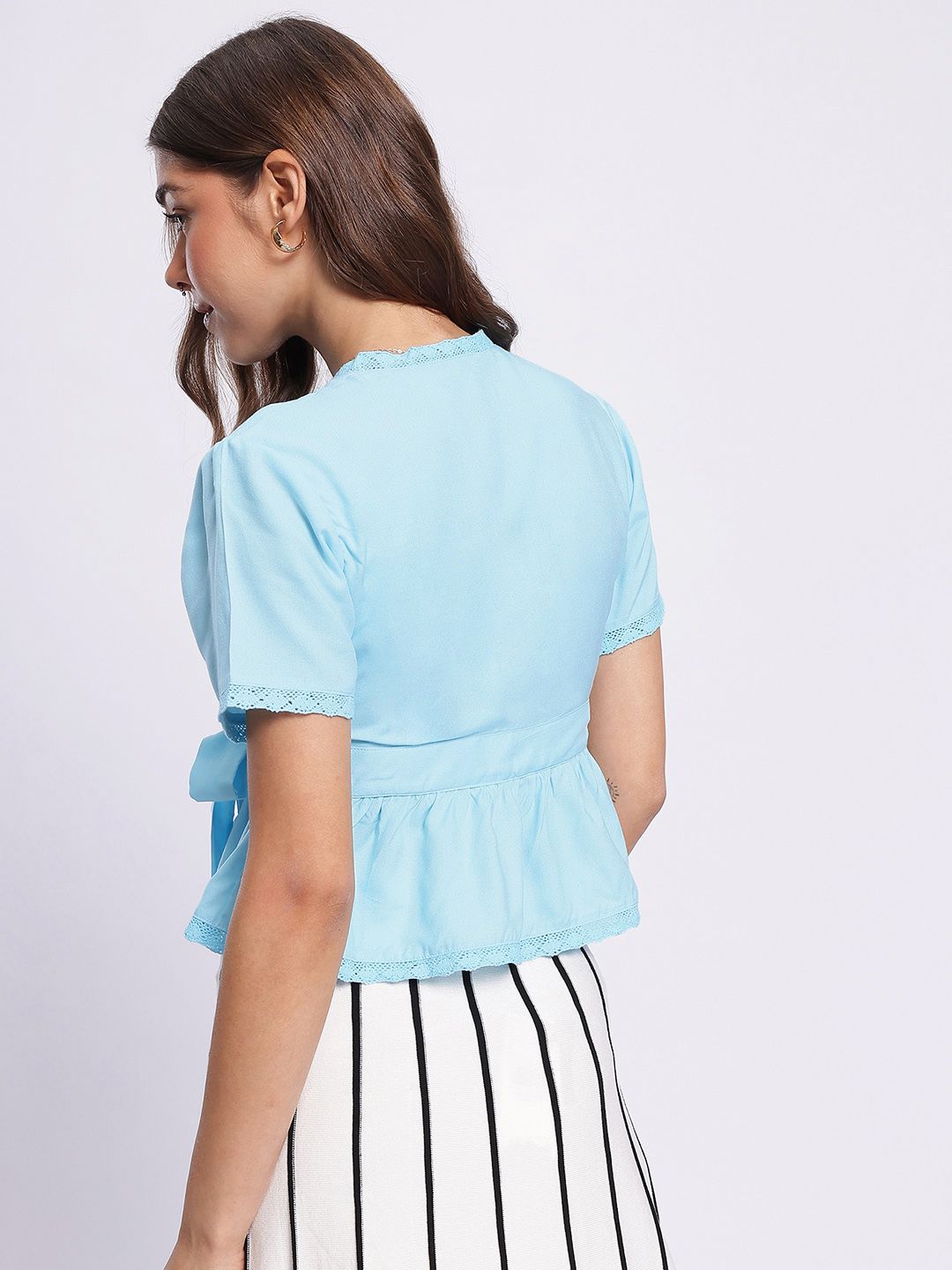 DressBerry Ocean Cool Lace Inserts Detail Wrap Top