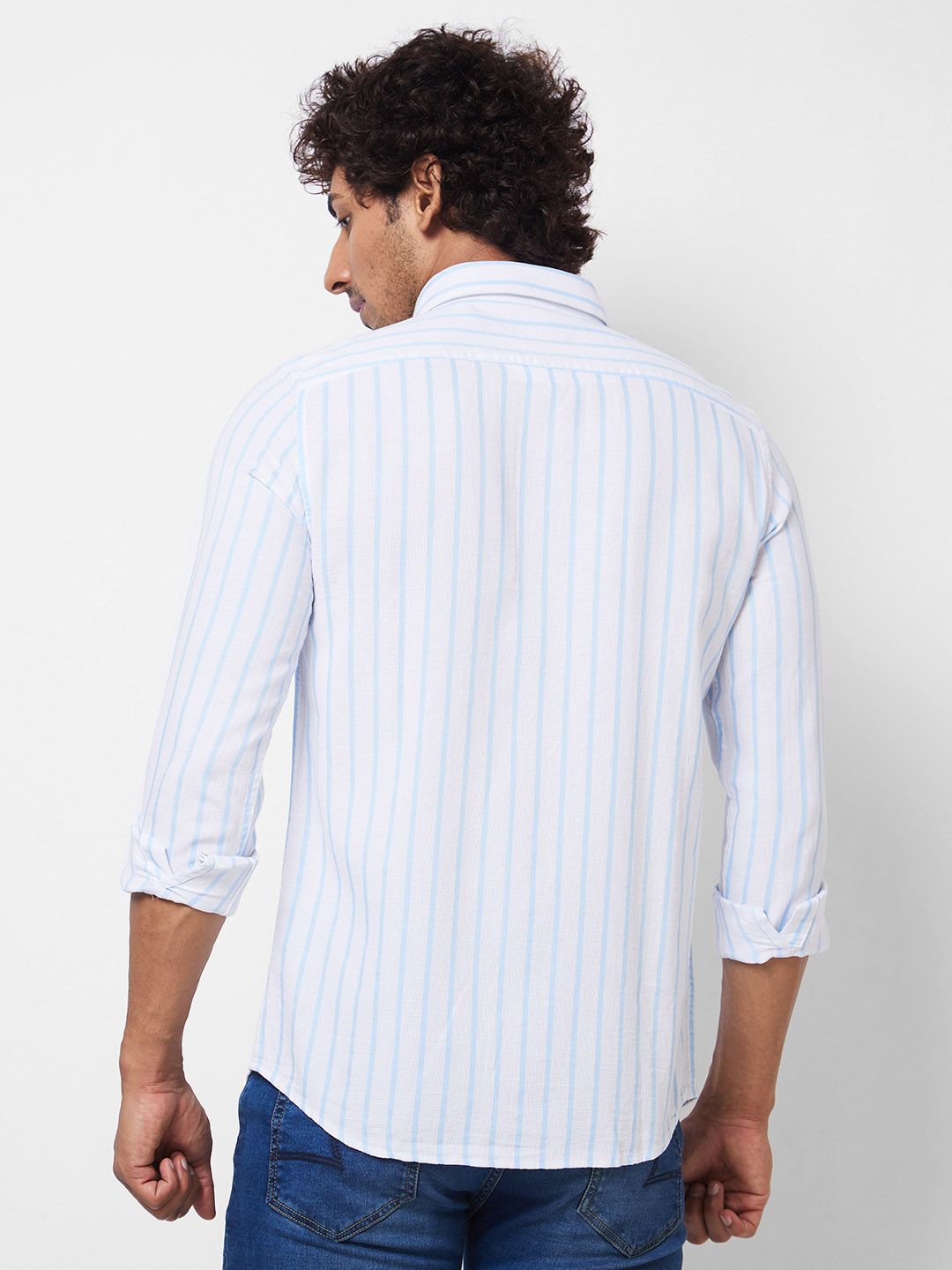 SPYKAR Striped Spread Collar Long Sleeves Cotton Casual Shirt