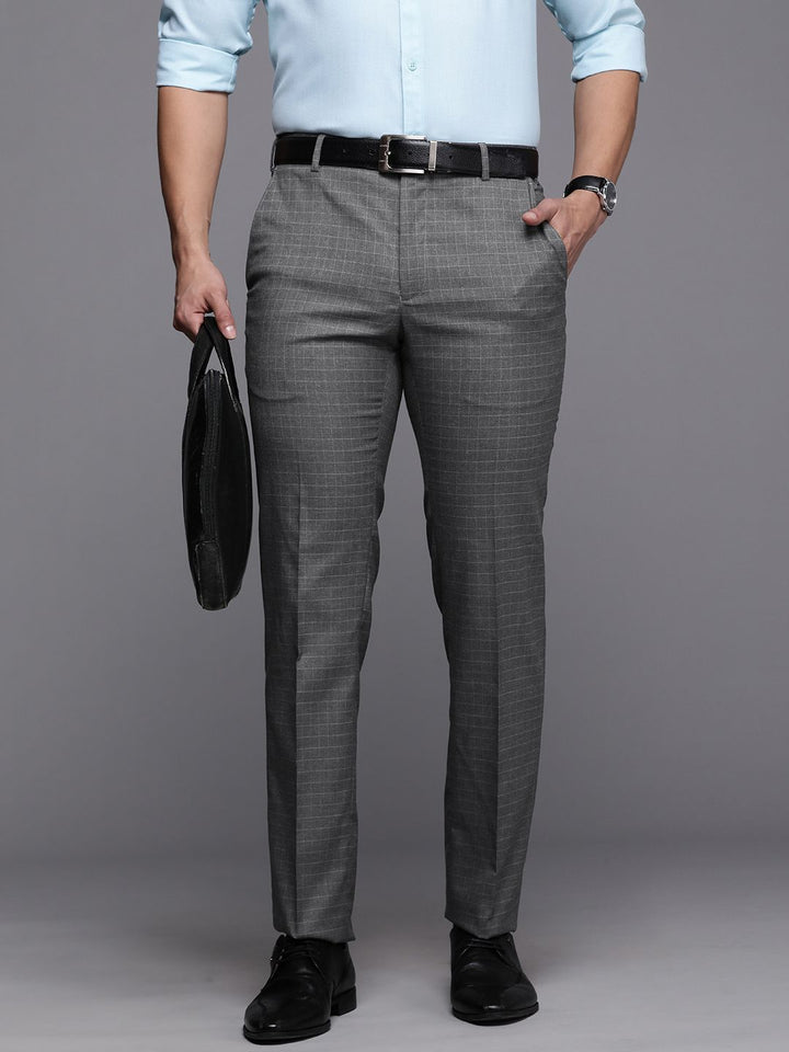 Raymond Men Checked Slim Fit Trousers