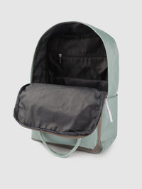 Lino Perros Women Grey & Sea Green Colourblocked Laptop Backpack