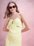 DressBerry Floral Print Cut-Out Mini A-Line Dress