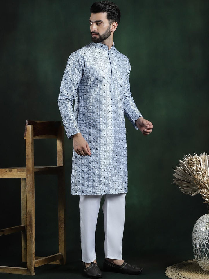 SOJANYA LUXE Floral Embroidered Regular Thread Work Kurta with Pyjamas