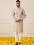 Jompers Ethnic Motifs Embroidered Regular Chikankari Kurta with Pyjamas