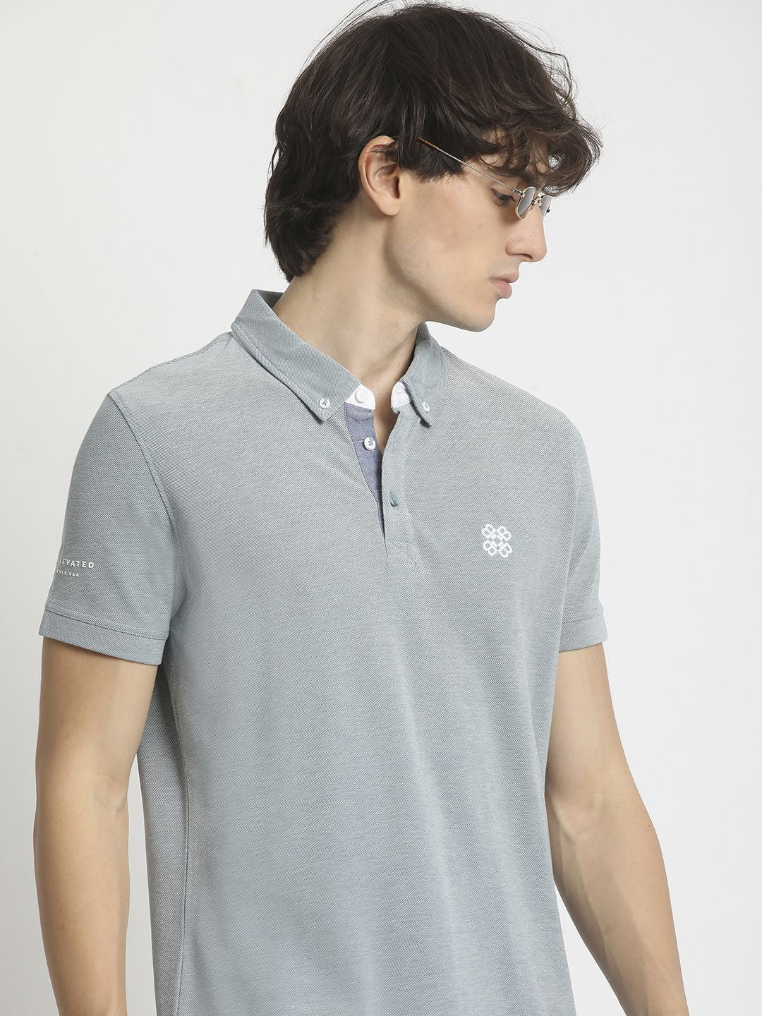 THE BEAR HOUSE Men Polo Collar Regular Fit Pure Cotton Solid T-shirt