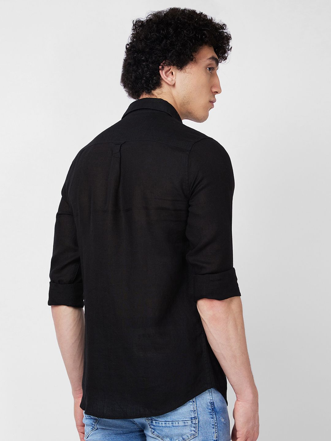 SPYKAR Spread Collar Linen Casual Shirt
