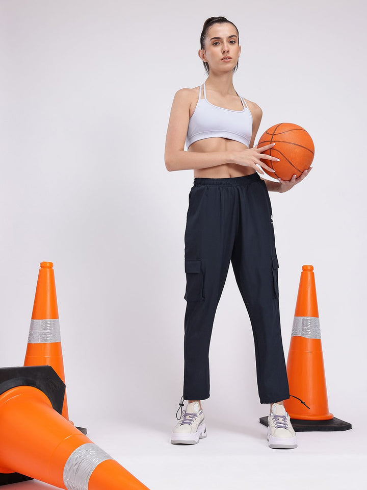 HRX by Hrithik Roshan Women Mid-Rise Cropped Lifestyle Cargos with Toggle Hem