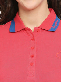Being Human Women Pink Solid Polo Collar T-shirt