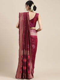 Saree mall Magenta Ethnic Motifs Woven Silk Blend Banarasi Sarees