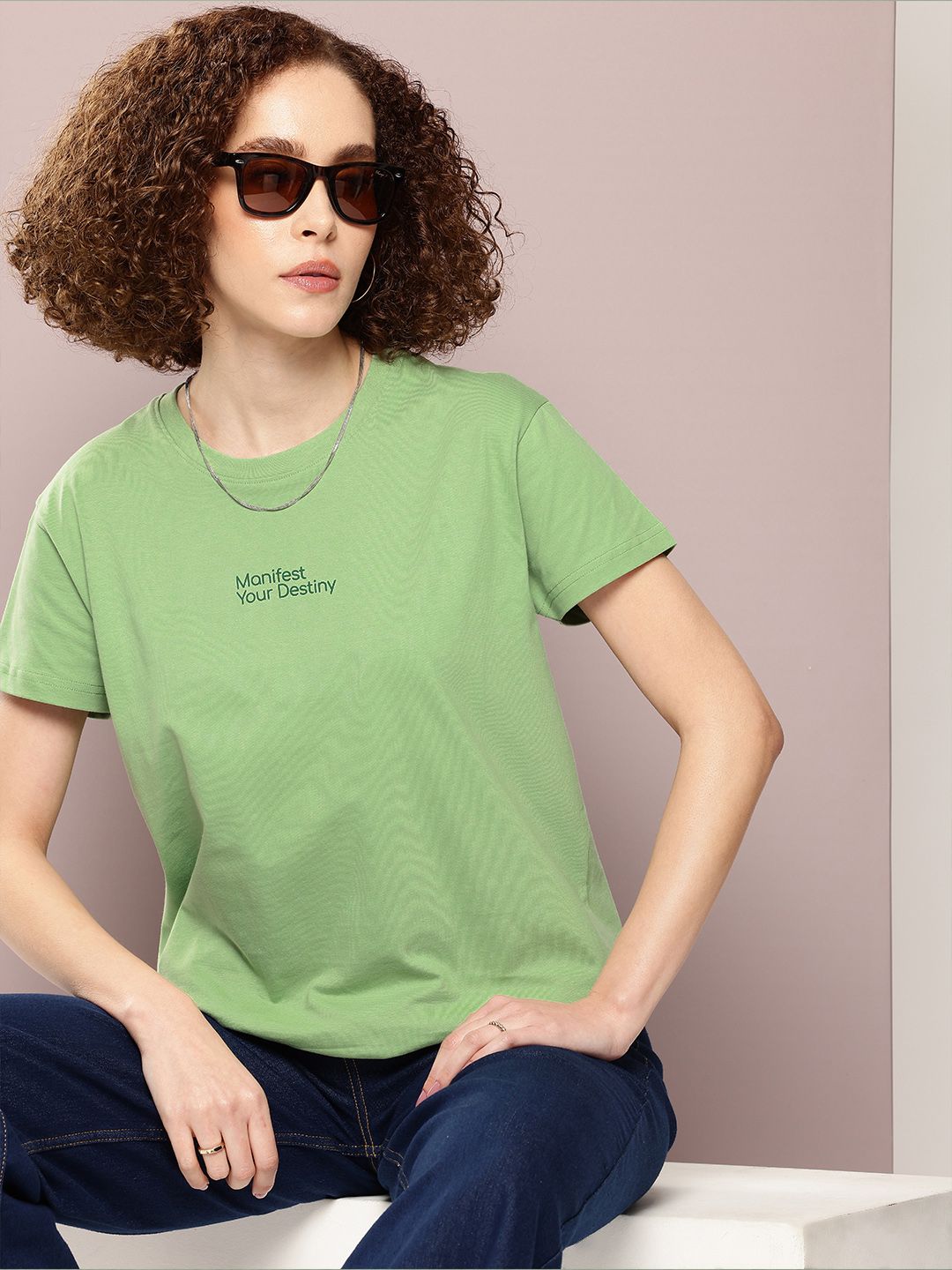 DILLINGER Women Typography Printed Embossed Oversized T-shirt