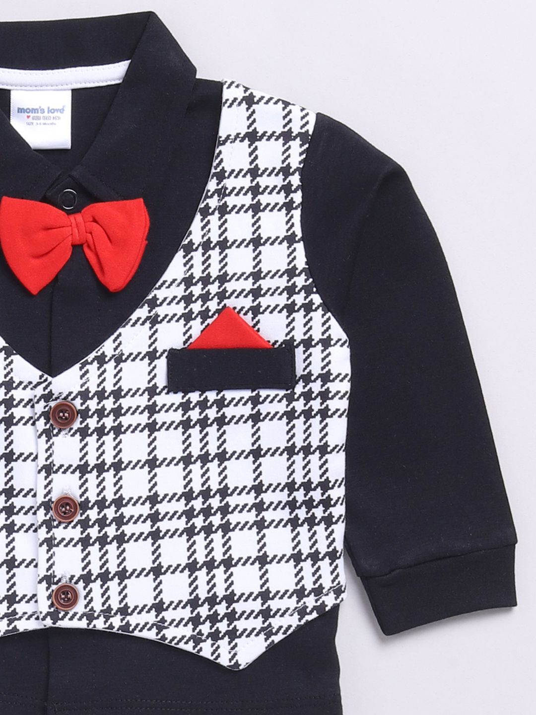 Moms Love Infant Boys Checked Pure Cotton Shirt with Joggers