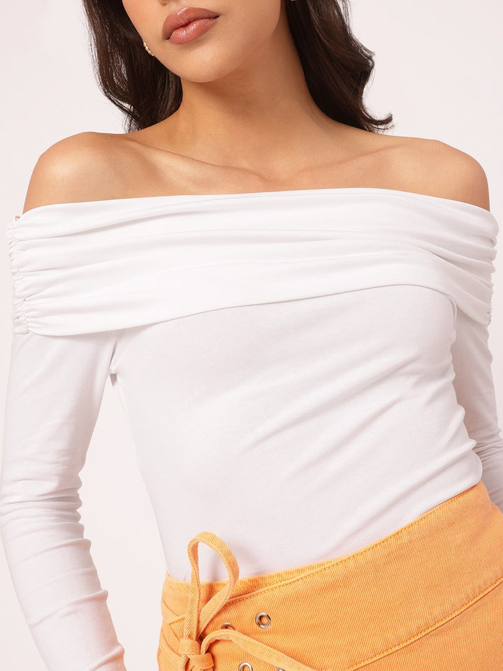 DressBerry Effortless Elegance Bardot Fitted Bodysuit