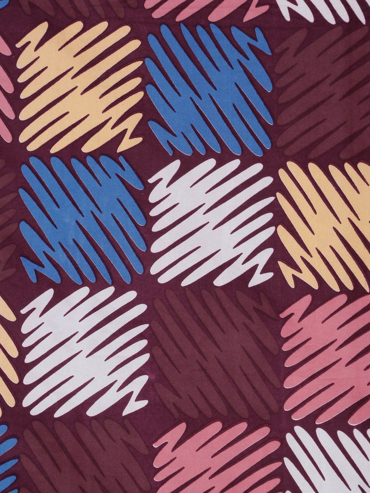Myntra Elegant Homes Multicoloured Geometric 300 TC King Bedsheet with 2 Pillow Covers