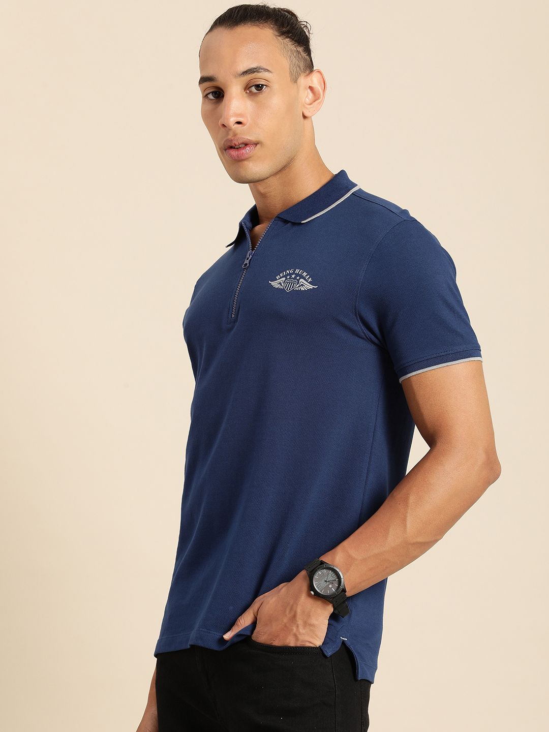 Being Human Polo Collar Pure Cotton T-shirt