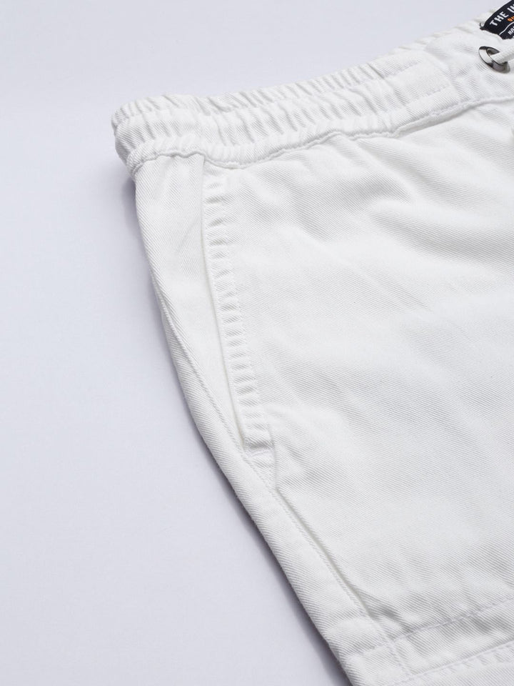 The Indian Garage Co Men White Slim Fit Cotton Joggers