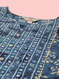 Motif etnik anouk dicetak Chanderi Silk Kurta dengan seluar & dengan Dupatta