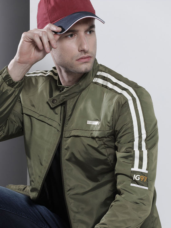 The Indian Garage Co Men Zip-Front Slim Fit Biker Jacket