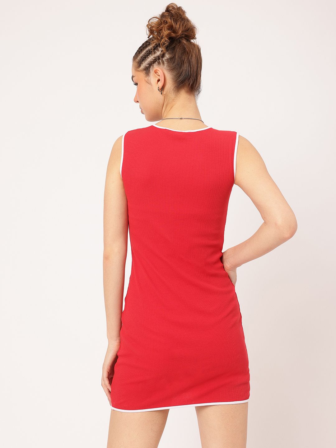 DressBerry Scarlet Siren Cherry Red Ribbed Bodycon Dress