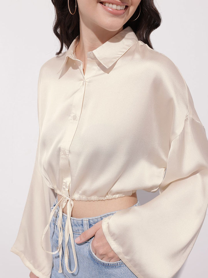 DressBerry Glamour & Opulence Satin Sizzle Blouson Crop Top