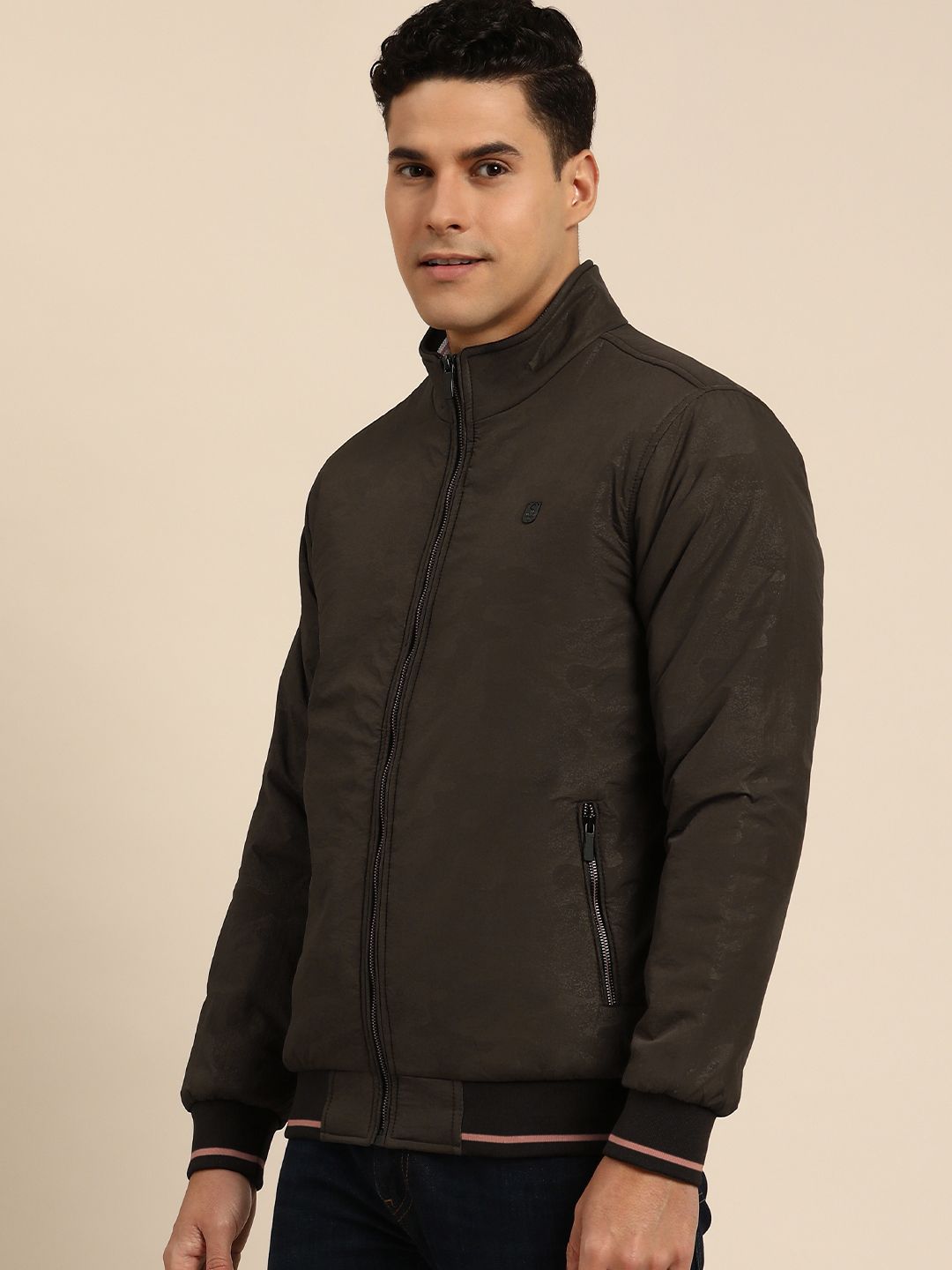 Being Human Clothing Men Mock Neck Bomber Jacket