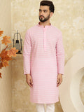 SOJANYA Floral Embroidered Band Collar Pastels Pure Cotton Straight Kurta
