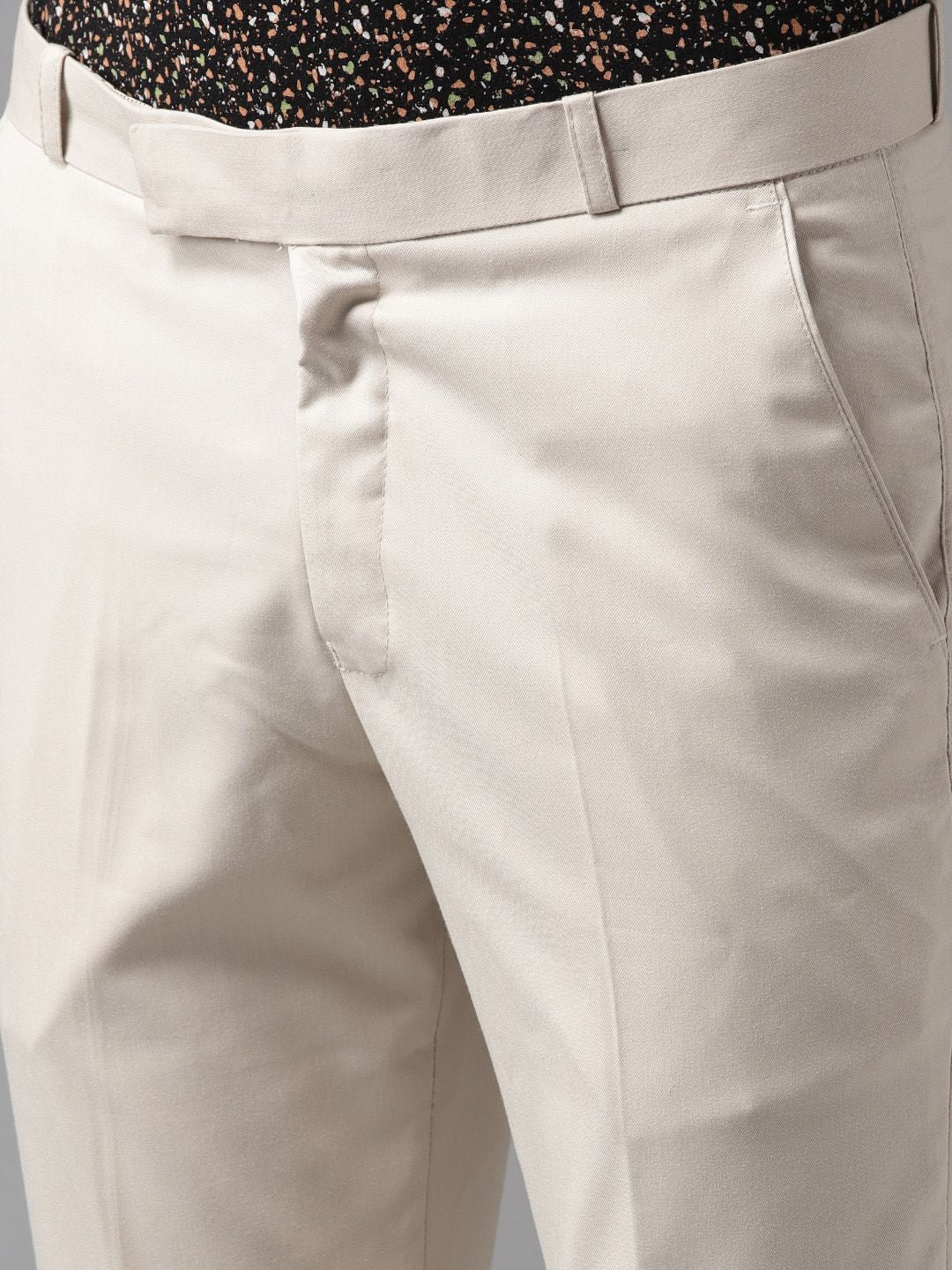 DENNISON Men Beige Smart Tapered Fit Solid Regular Trousers