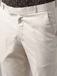 DENNISON Men Beige Smart Tapered Fit Solid Regular Trousers
