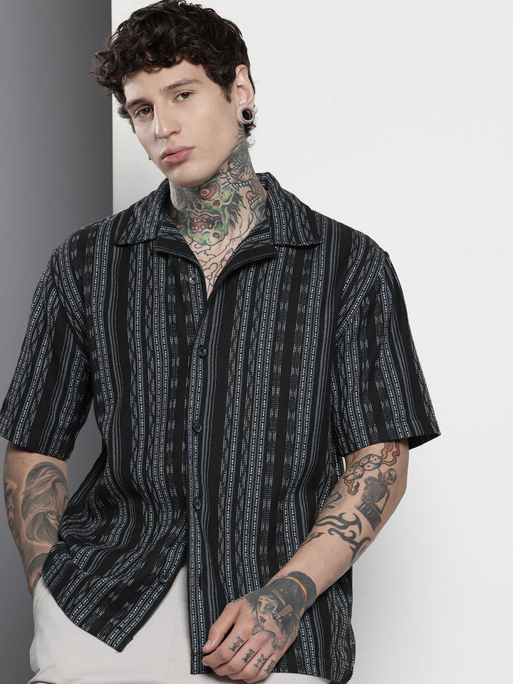 The Indian Garage Co Men Relaxed Fit Striped Resort Wear Shirt