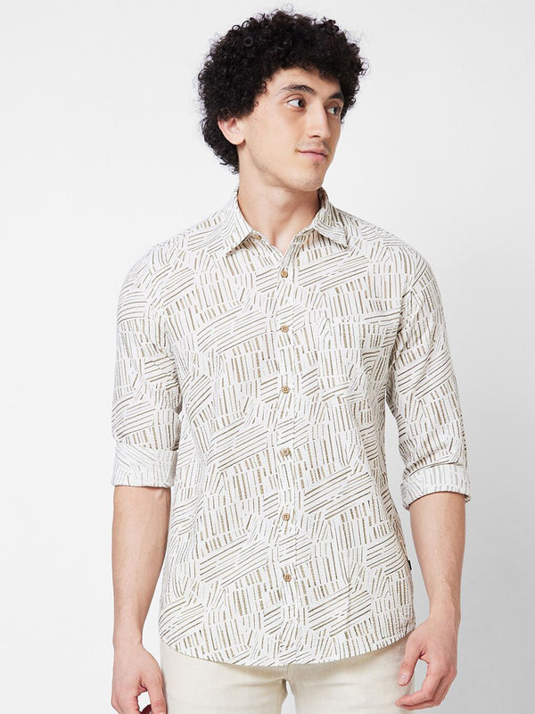 Spykar Abstract Opaque Printed Cotton Casual Shirt