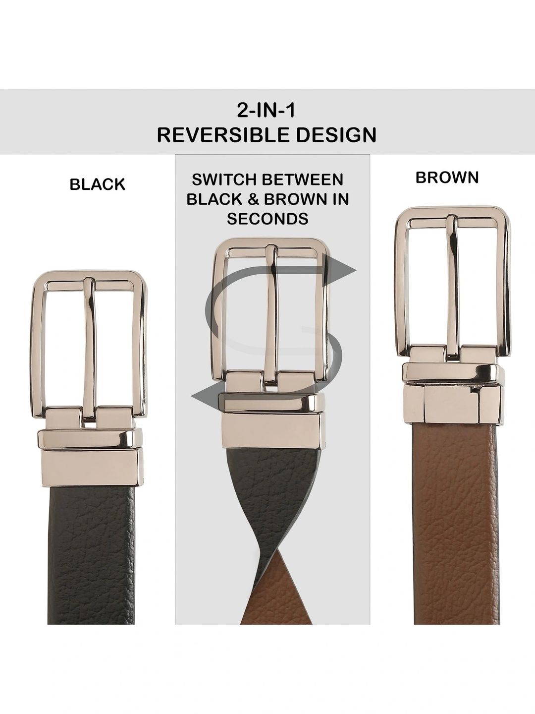 Teakwood Leathers Men Textured Leather Reversible Belt