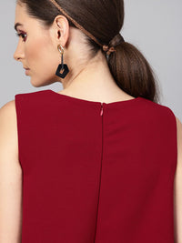 SASSAFRAS Women Maroon Solid Layered Basic Jumpsuit
