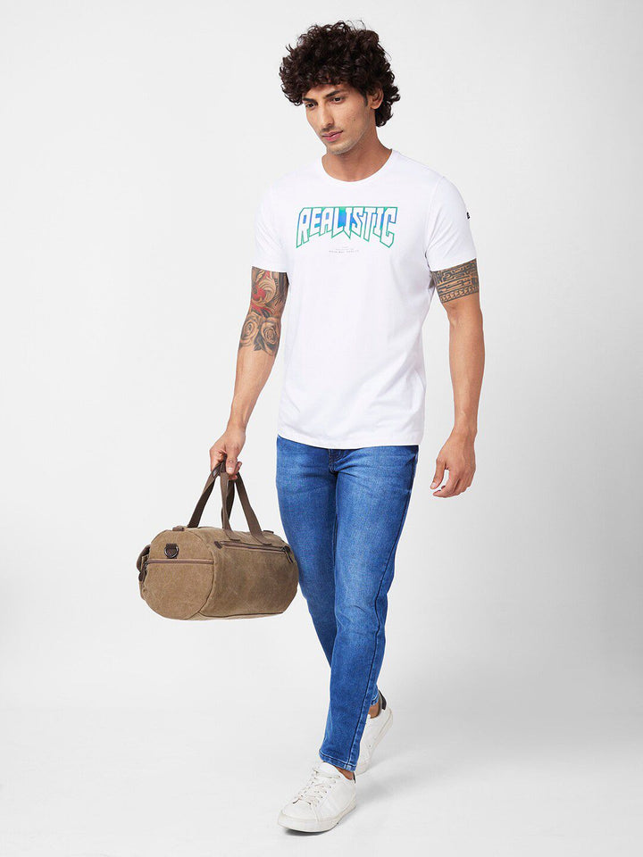 SPYKAR Typography Printed Slim Fit Cotton T-shirt