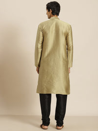 SOJANYA Men Golden Woven Design Kurta