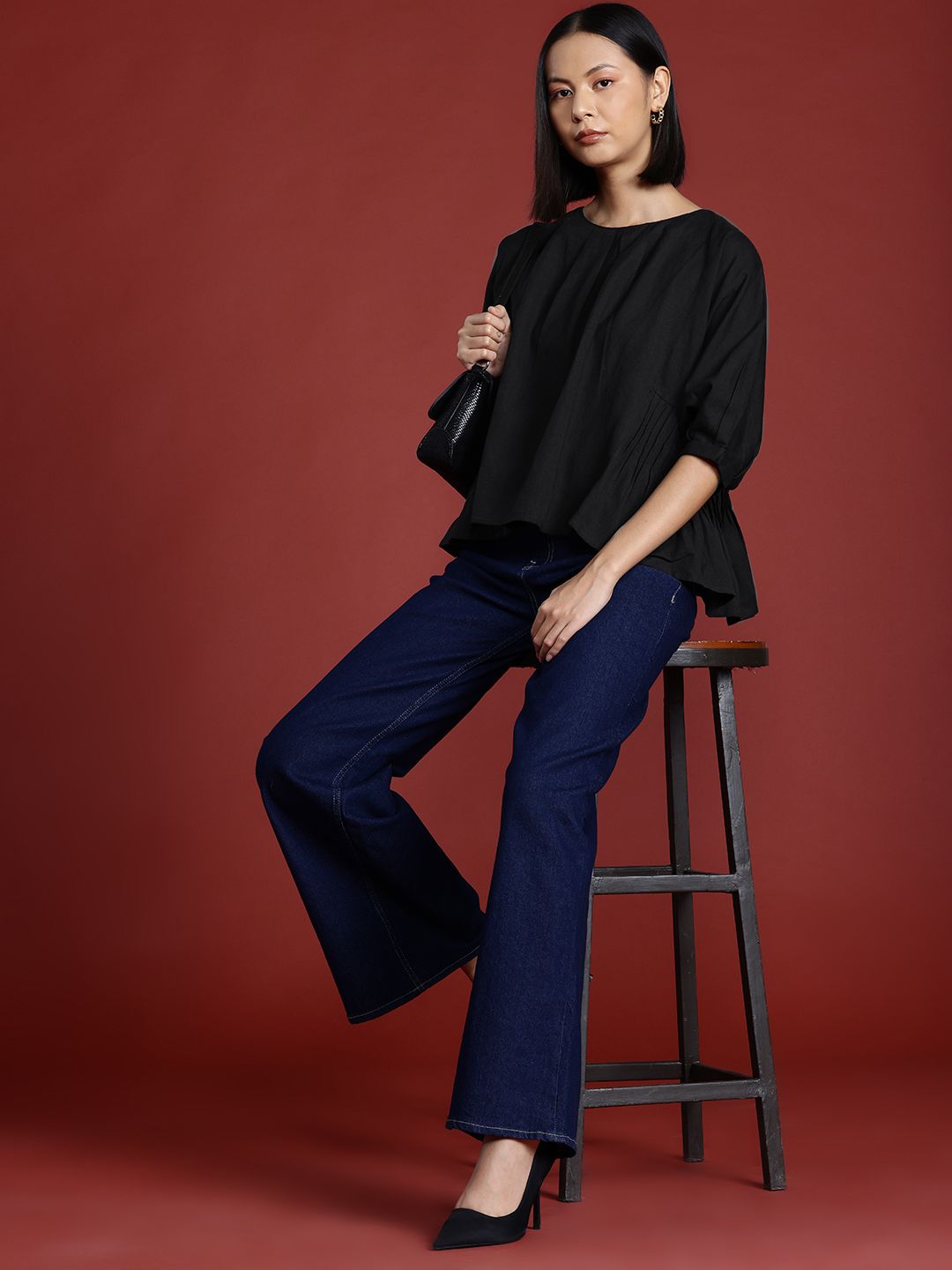 all about you Pleated Cotton Linen Top