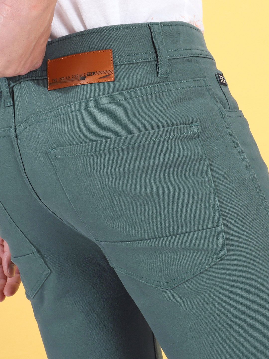 The Indian Garage Co Men Teal Blue Slim Fit Chinos Trousers