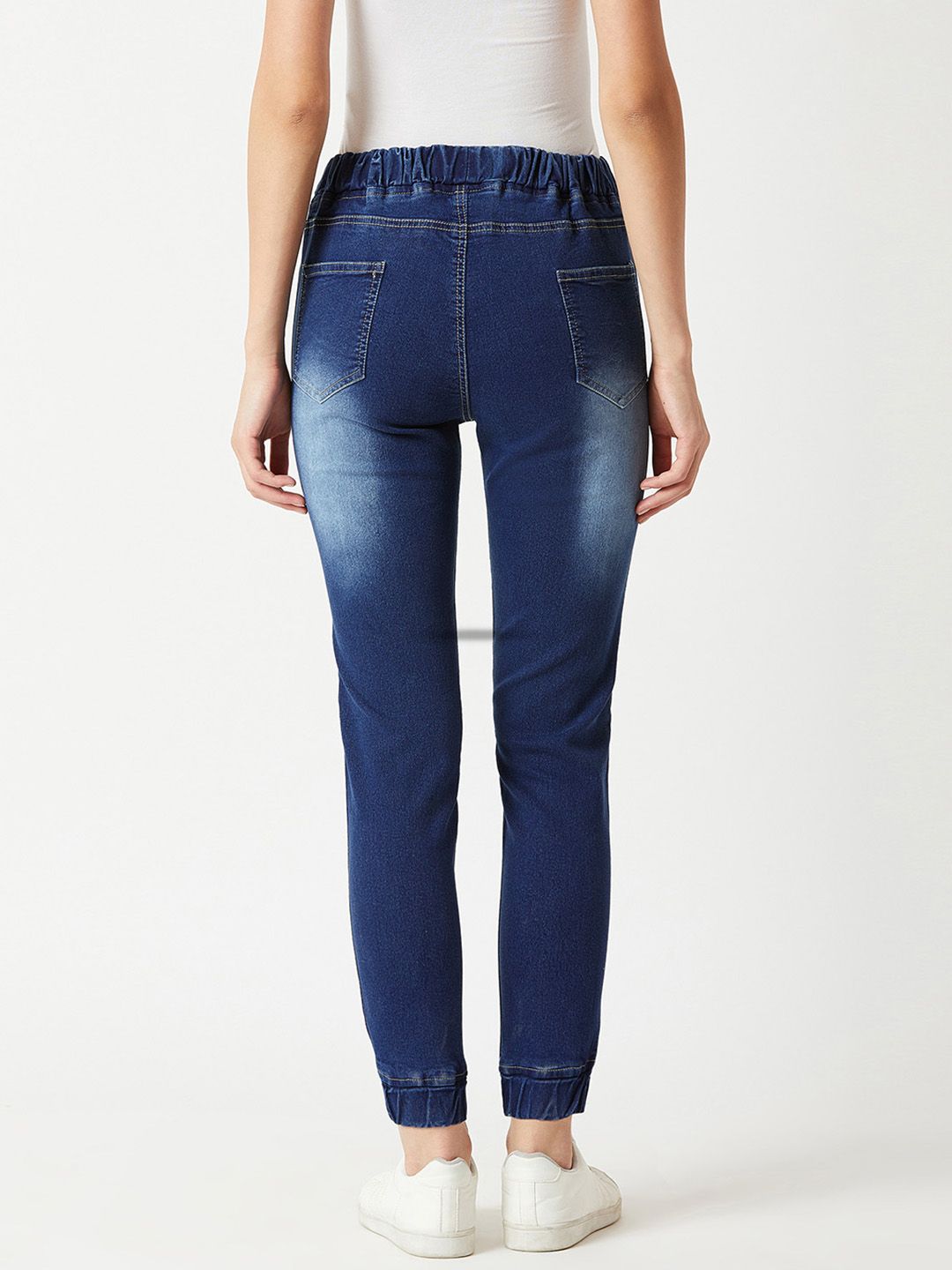 Miss Chase Women Navy Blue Regular Fit Denim Solid Joggers