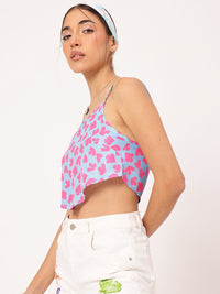 DressBerry Cotton Candy Cute Floral Strappy Crop Top