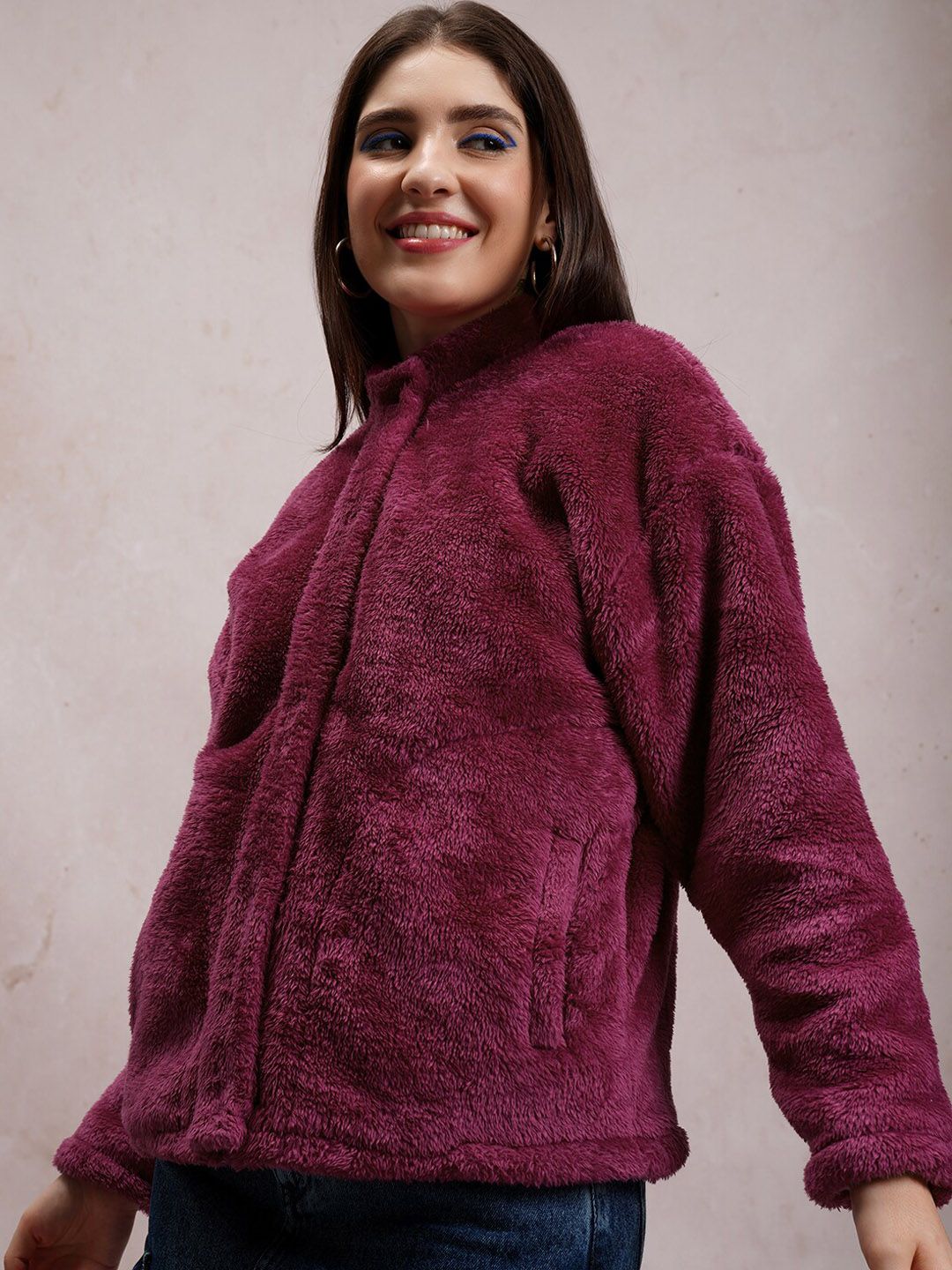 Tokyo Talkies Maroon Oversized Tailored Jacket