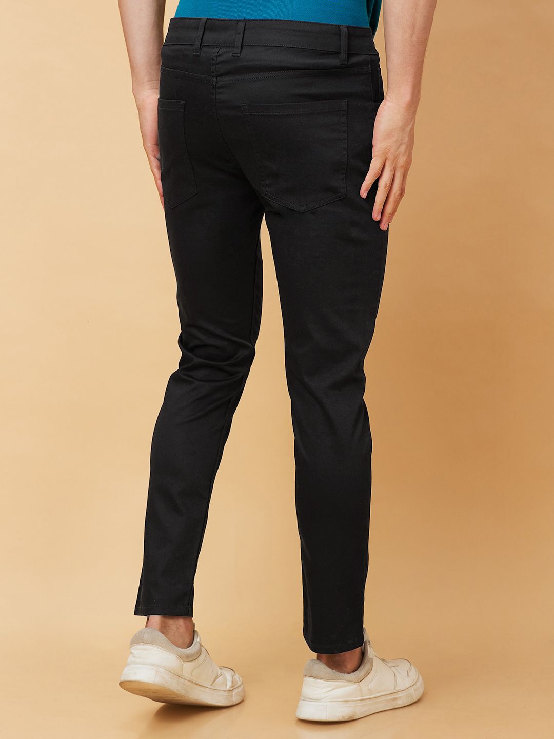 Being Human Men Mid Rise Solid Cropped Fit Chinos Trousers