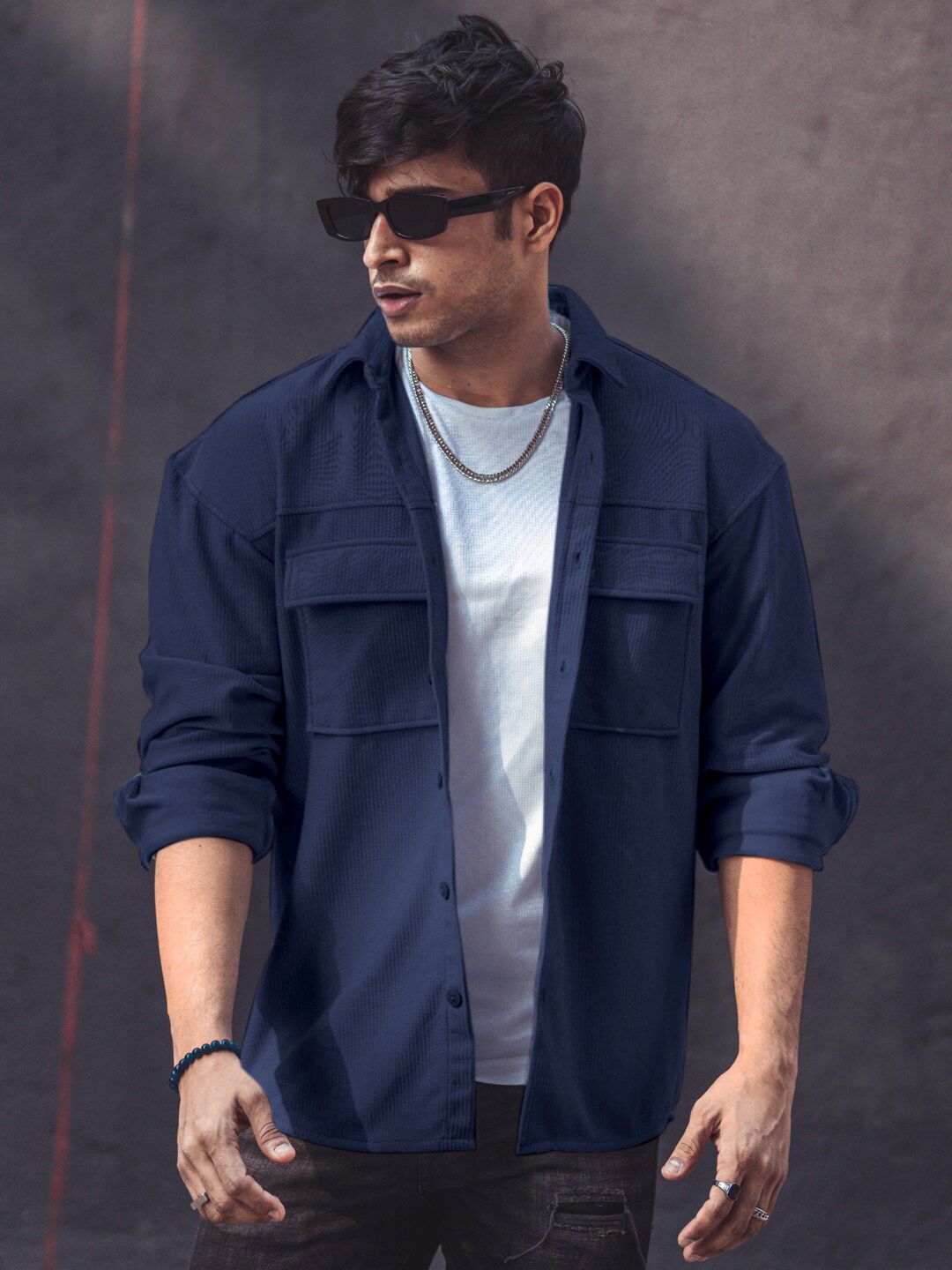 Powerlook India Slim Drop-Shoulder Sleeves Oversized Casual Shirt