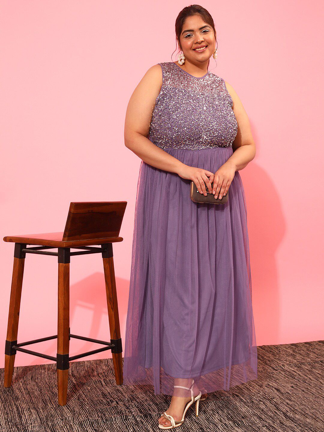 CURVY STREET Net Sheath Maxi Dress