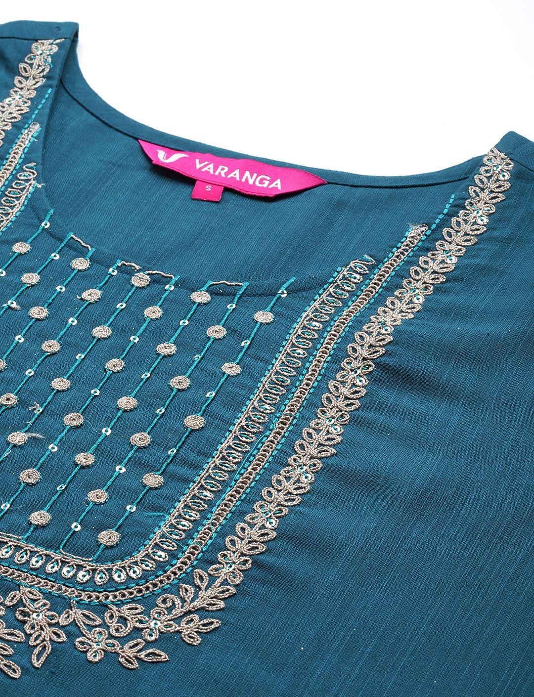 Varanga Ethnic Motifs Embroidered Regular Sequinned Kurta with Trousers & Dupatta