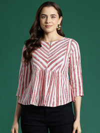 DressBerry Striped Keyhole Neck Top