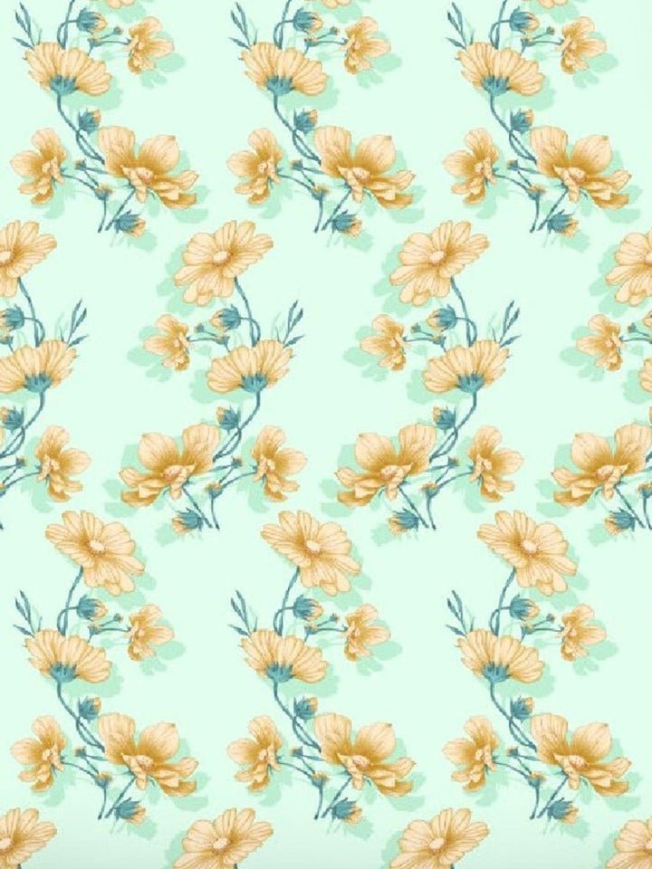 BOMBAY DYEING Beige & Green Floral Cotton 140 TC Queen Bedsheet Set-2.28 m X 2.54 m