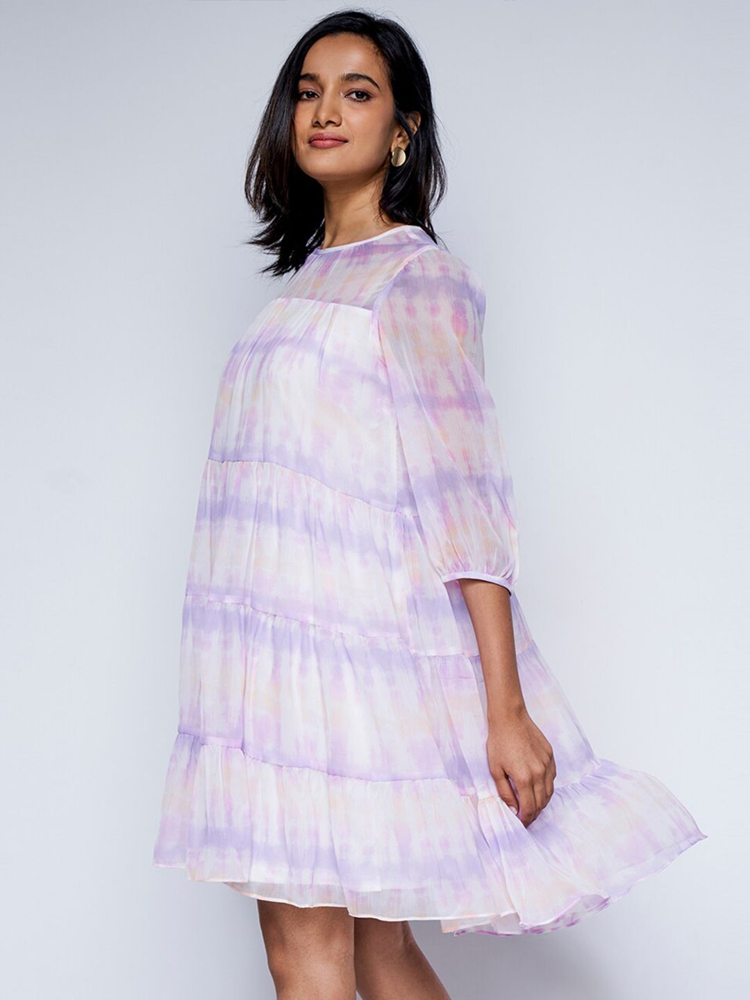 AND Tie & Dye Gathered Detailed Tiered A-Line Dress