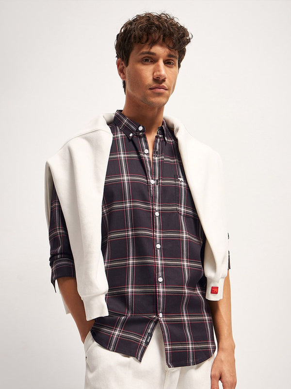 THE BEAR HOUSE Men Tartan Checks Slim Fit Casual Shirt