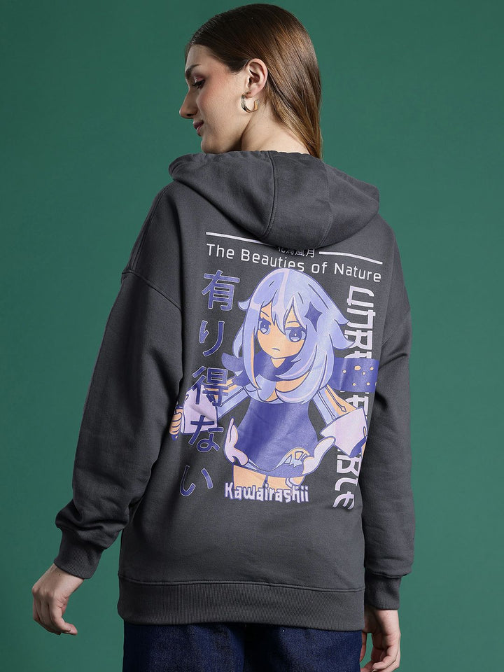 DressBerry Women Printed Hooded Sweatshirt