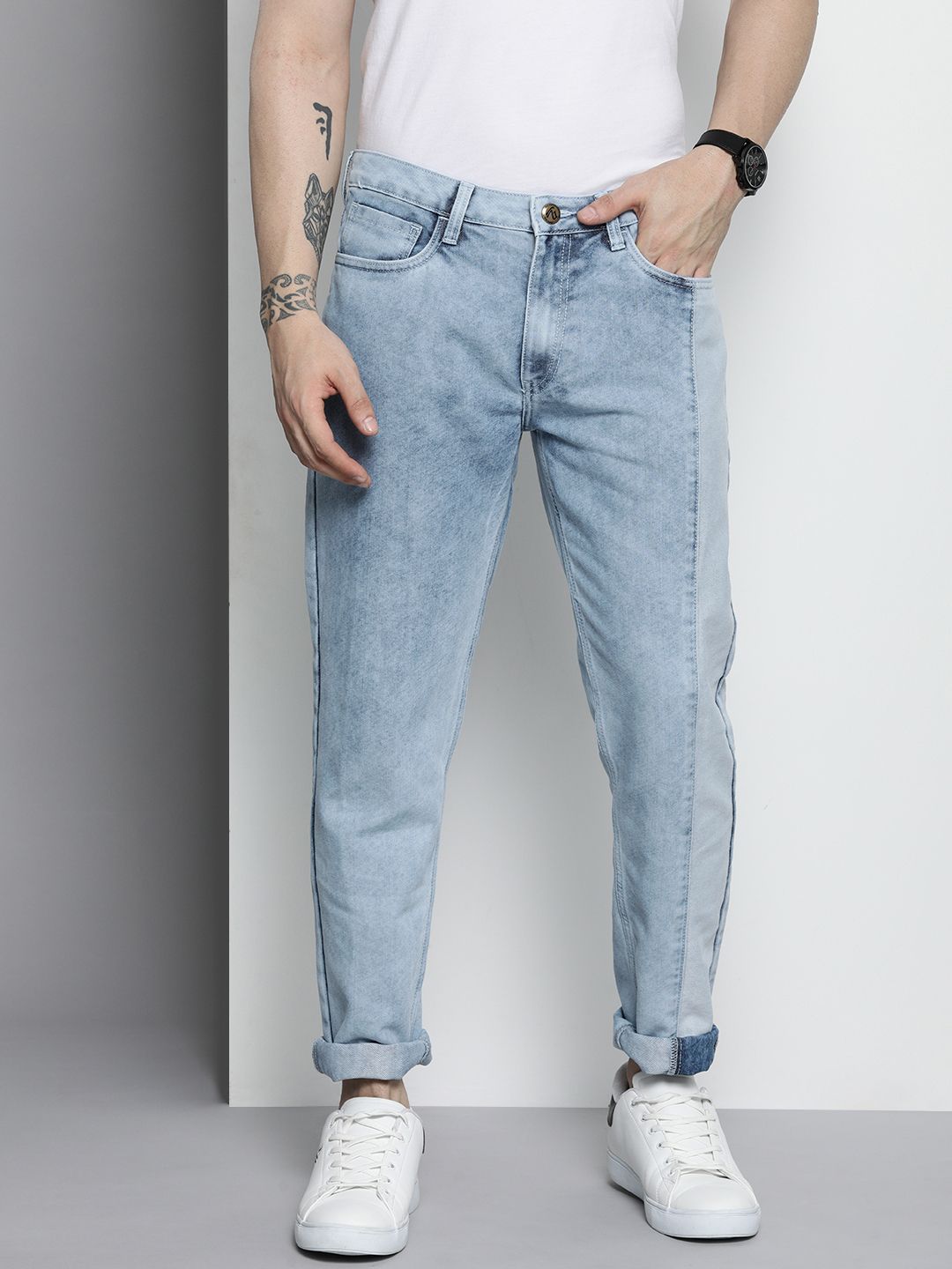 Garage India CO Men Biru Cahaya Biru Fade Fit seluar jeans