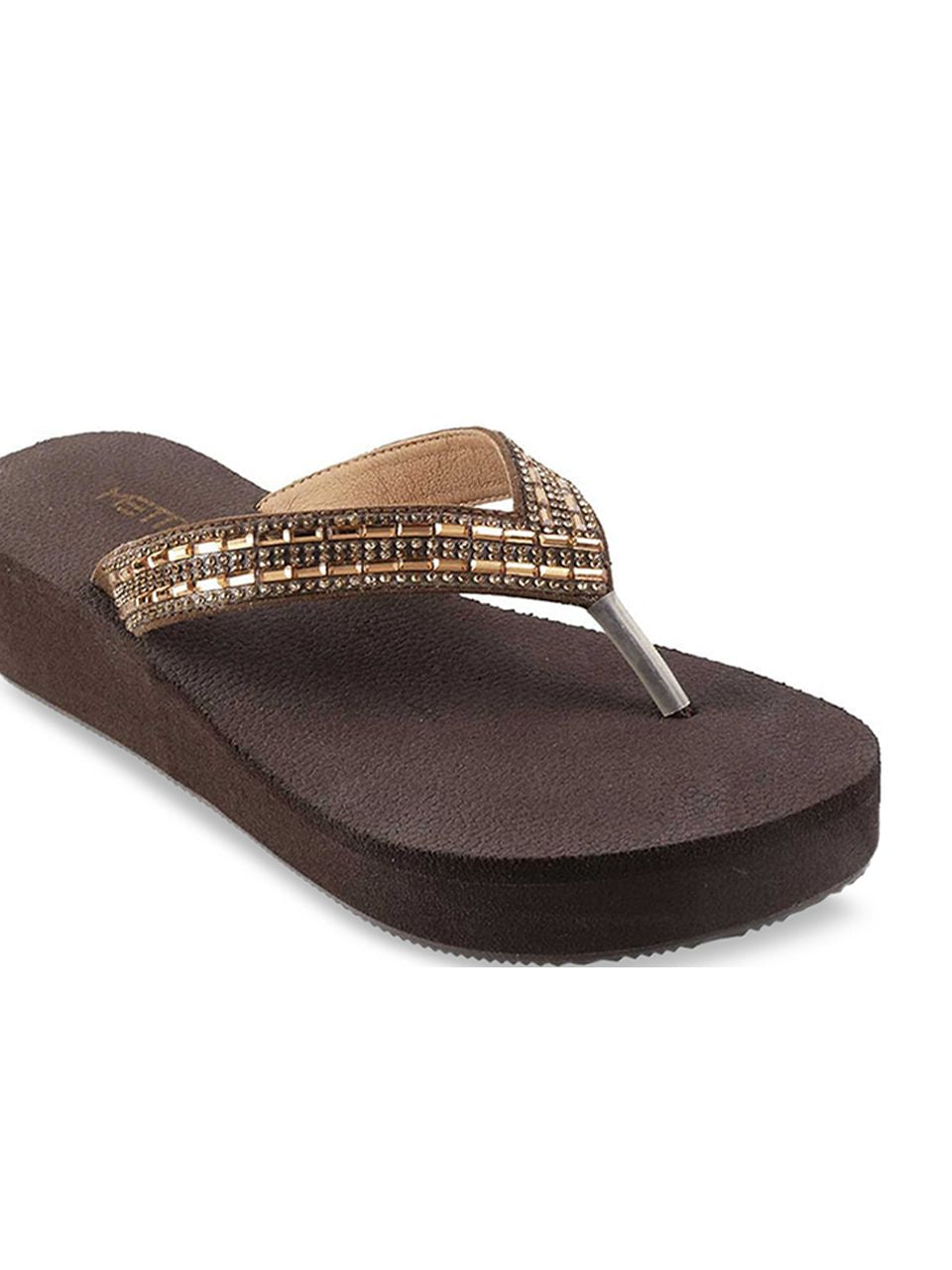 Metro Women Brown Embellished Wedges