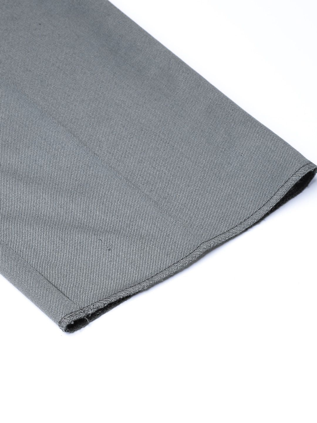 MANQ Men Grey Smart Slim Fit Solid Formal Trousers