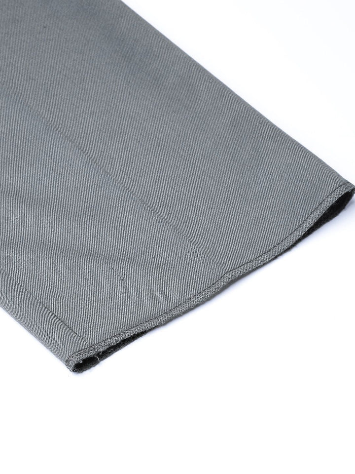 MANQ Men Grey Smart Slim Fit Solid Formal Trousers